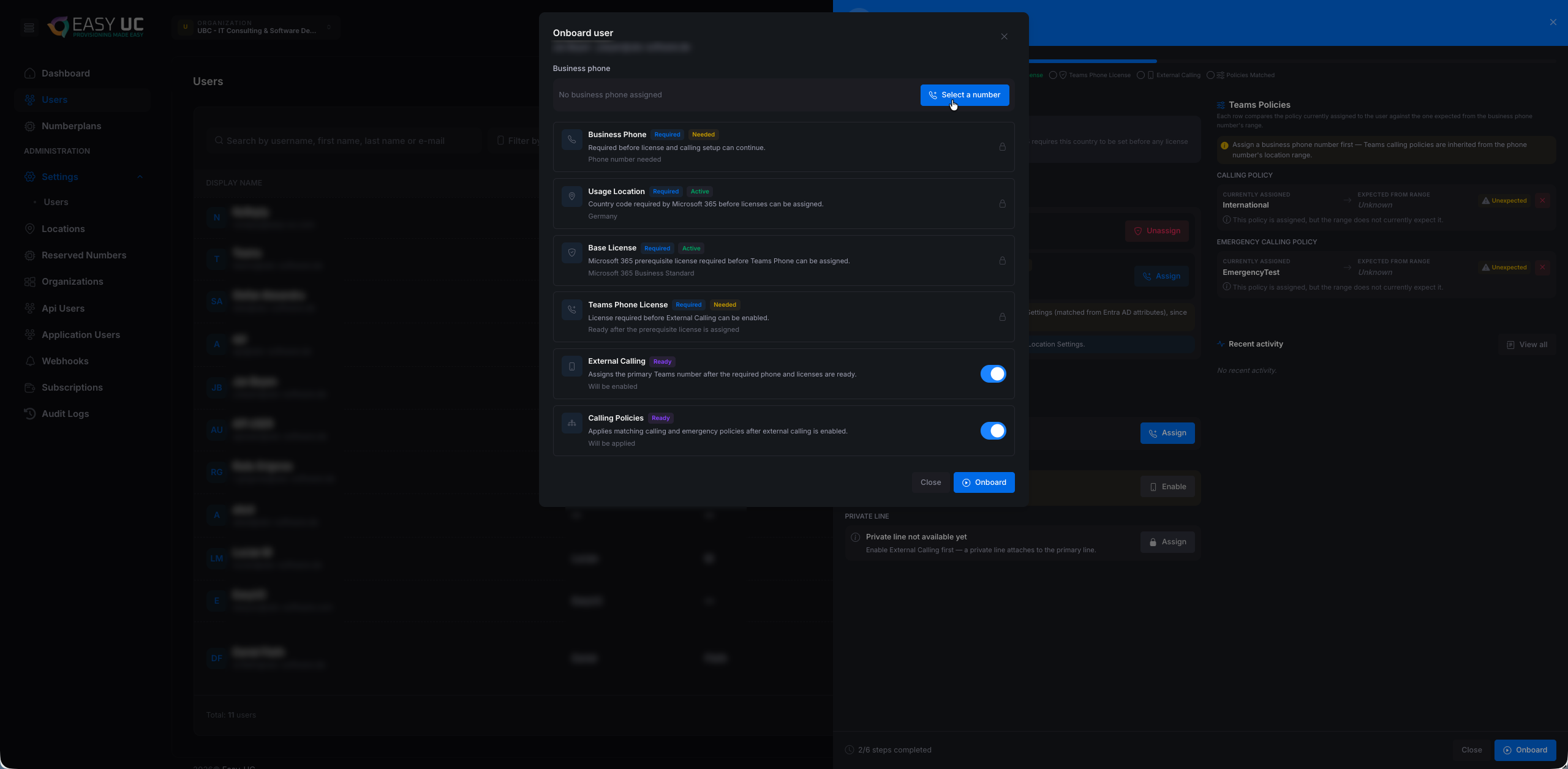 Onboard-User-Modal mit den 6 Schritten